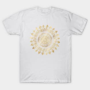 Girly White Gold Mandala Floral T-Shirt